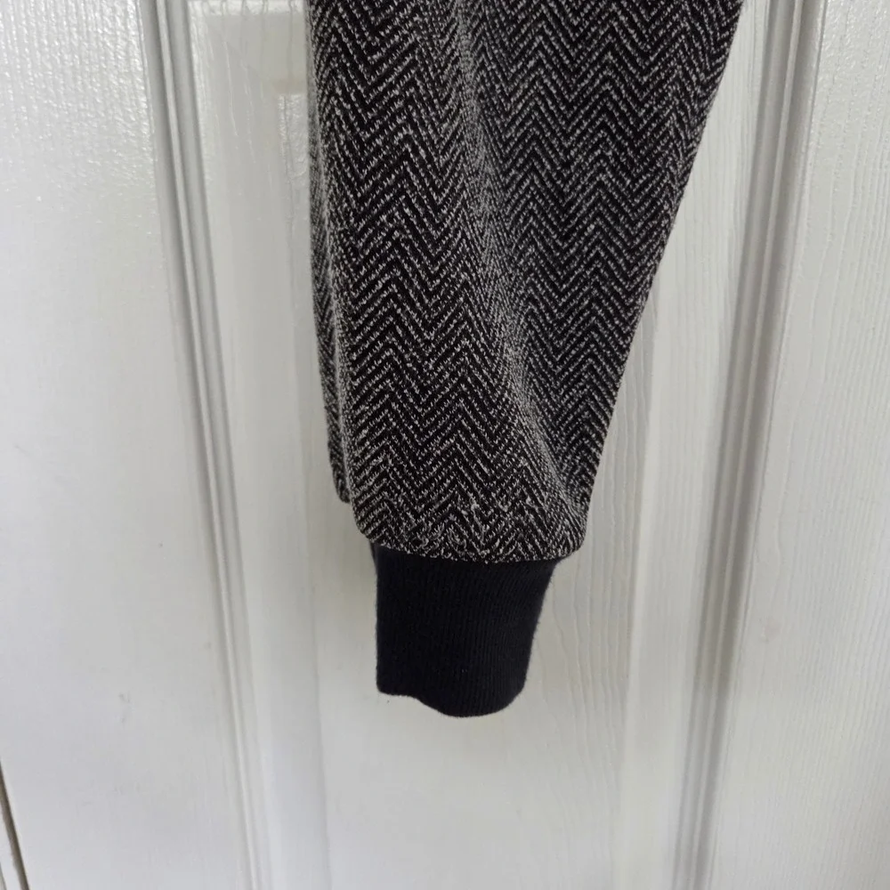 Free People Herringbone Jogger Pants Black White Tapered Trousers Size 10 Career